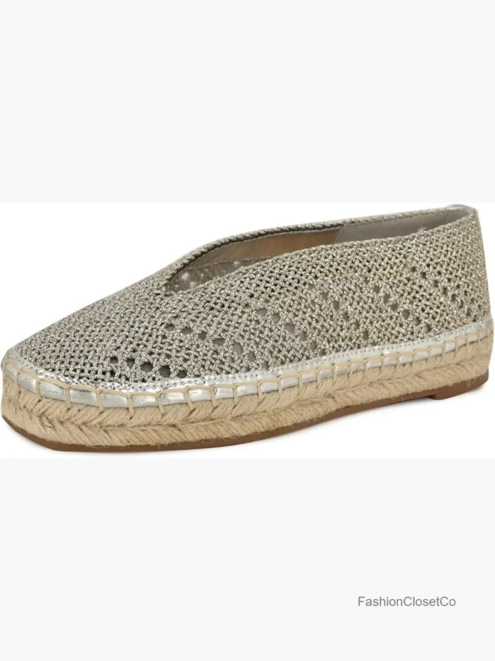 Square Toe Espadrilles with Woven Detailing - Slip-On Flat